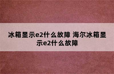 冰箱显示e2什么故障 海尔冰箱显示e2什么故障